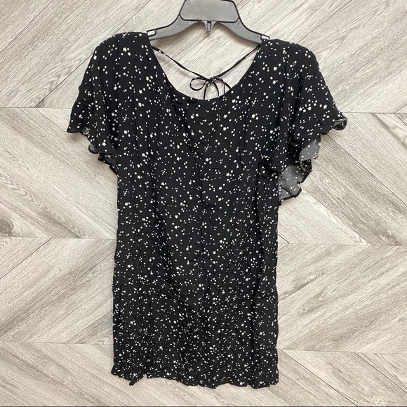 Zara | Black Star Print Ruffle Mini Dress Size Sm - Picture 8 of 15